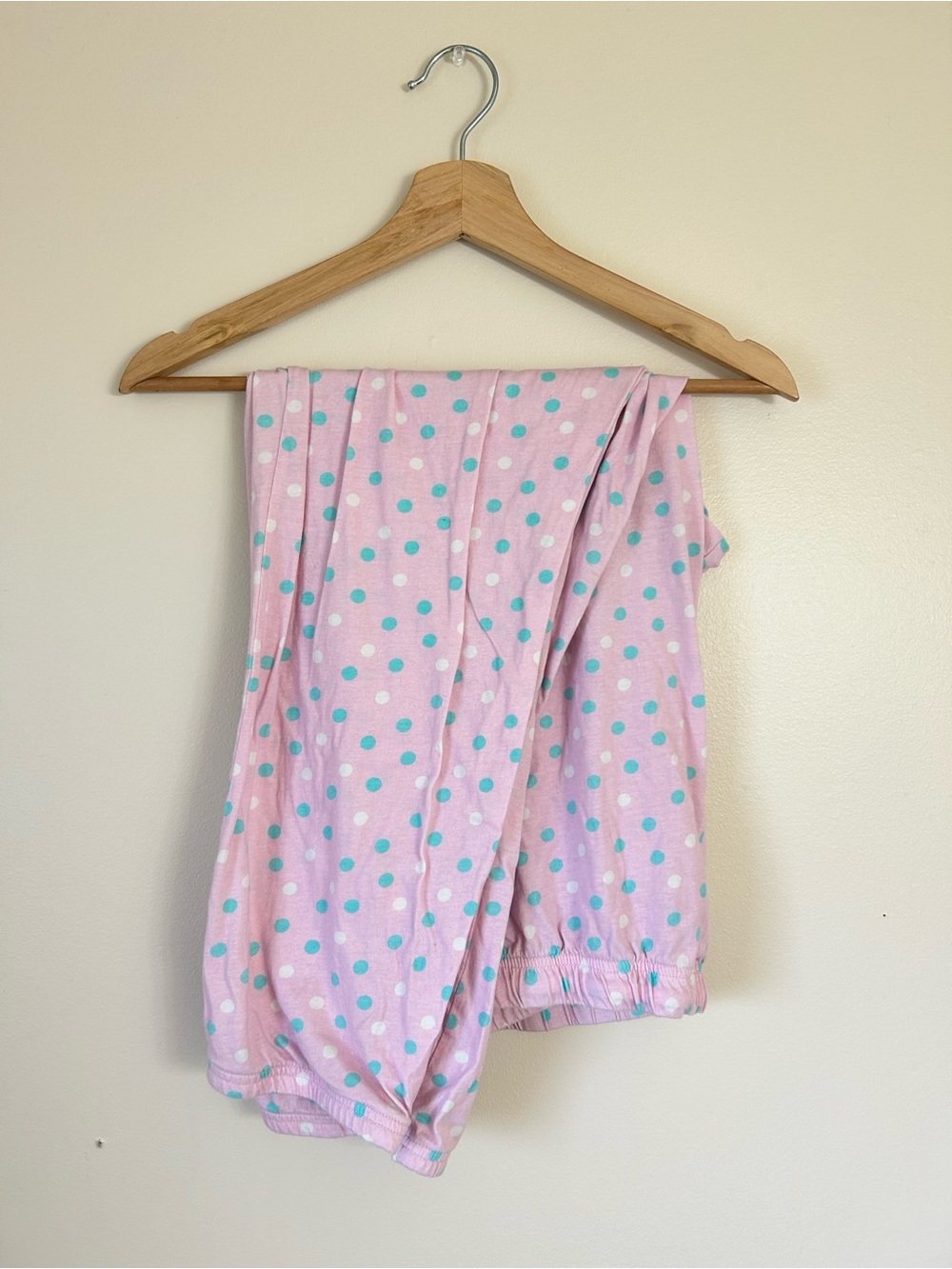 La Vie en Rose Pajama Pants XL Pink Teal White Polka Dot Lounge Pants Sleepwear⁠